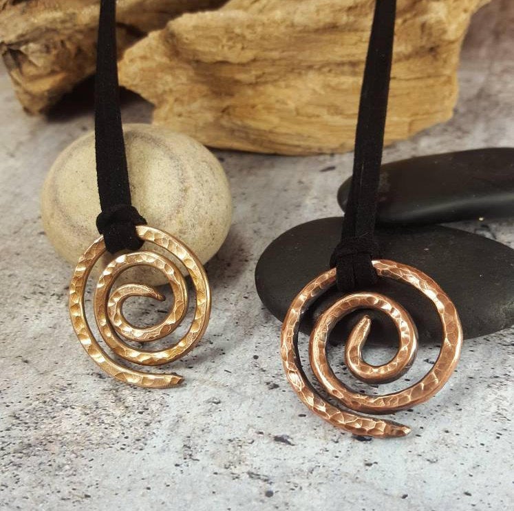  Gold Spiral Pendant Swirly Sun Hammered Necklace. : Handmade  Products