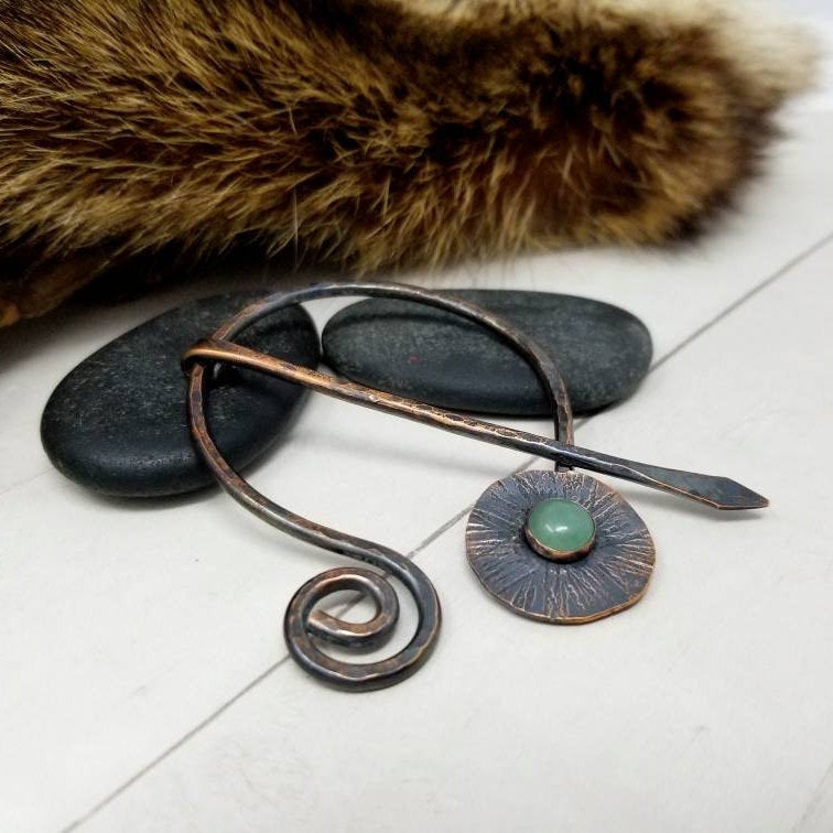 Penannular cloak pin Viking cape clasp Medieval shawl pin