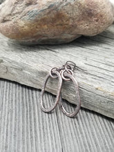 Load image into Gallery viewer, Hammered Copper Earrings, Oval Shape Dangle Earrings