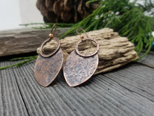 Load image into Gallery viewer, Hammered Copper Tribal Shield Earrings.