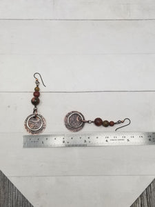 Red Creek Jasper Copper Earrings with Hypoallergenic Niobium Ear Wires.