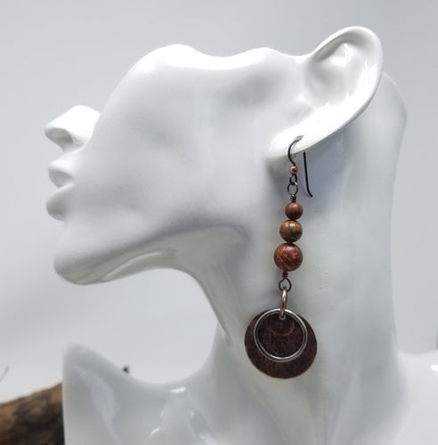 Red Creek Jasper Copper Earrings with Hypoallergenic Niobium Ear Wires.