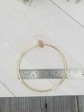 Load image into Gallery viewer, Large 3 inch Brass Hoop Earrings, Classy and Minimalist Gold Metal Hoops with handmade Sterling Silver Ear Wires.