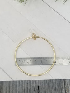 Large 3 inch Brass Hoop Earrings, Classy and Minimalist Gold Metal Hoops with handmade Sterling Silver Ear Wires.