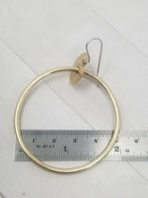 Load image into Gallery viewer, Medium 2 inch Brass Hoop Earrings, Classy and Minimalist with handmade Sterling Silver Ear Wires.