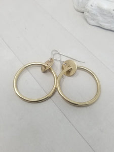Small Brass Hoop Earrings, Classy and Minimalist with handmade Sterling Silver Ear Wires.
