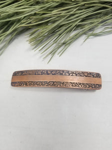French Hair Barrette Clip with antiqued copper pattern design.
