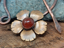 Load image into Gallery viewer, Carnelian Gemstone Flower Penannular Cloak Pin