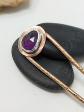 Load image into Gallery viewer, Amethyst Mixed Metal Shawl Pin or Hair Fork