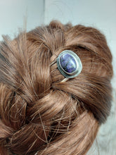 Load image into Gallery viewer, Charoite Bronze and Sterling Silver Hair Fork or Shawl Pin