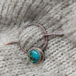 Turquoise Shawl or Scarf Pin