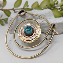 Load image into Gallery viewer, Mixed Metals Turquoise Shawl Pin