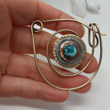 Load image into Gallery viewer, Mixed Metals Turquoise Shawl Pin