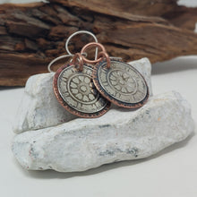 Load image into Gallery viewer, Mandala Medallion Mixed Metal Earrings