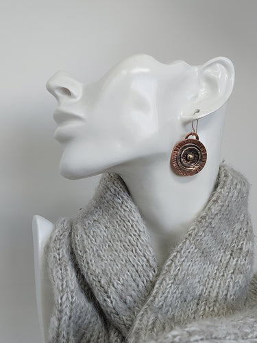 Mixed Metal Copper and Sterling Silver Statement Earrings