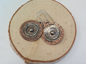 Mixed Metal Copper and Sterling Silver Statement Earrings