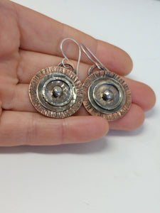 Mixed Metal Copper and Sterling Silver Statement Earrings
