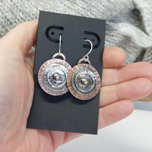 Mixed Metal Copper and Sterling Silver Statement Earrings