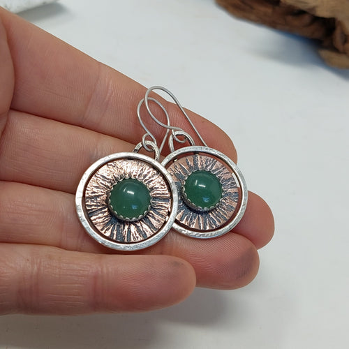 Green Aventurine Mixed Metals Earrings