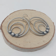 Load image into Gallery viewer, Triple Loop with 3 Balls Sterling Silver Dangle Earrings