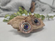 Load image into Gallery viewer, Amethyst Mixed Metal Copper and Sterling Silver Statement Earrings