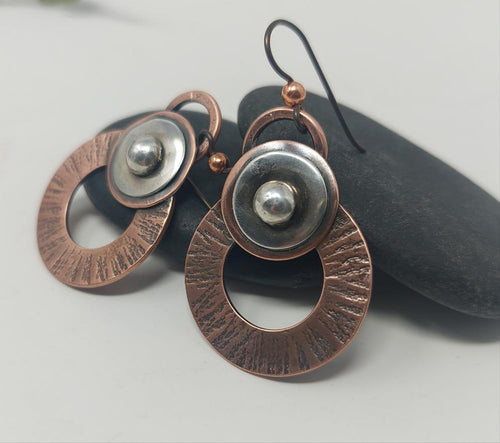 Copper and Sterling Silver Statement Earrings.