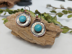 Amazonite Gemstone Mixed Metals Earrings