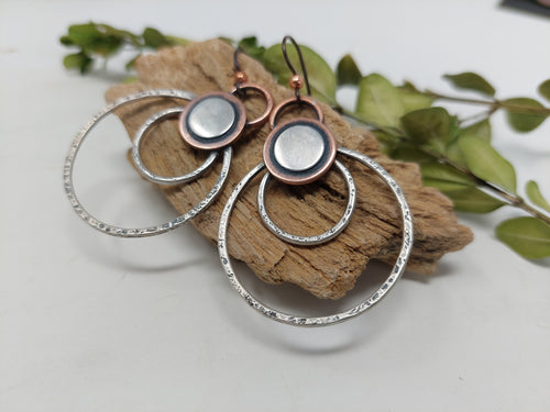 Sterling Silver and Copper Dangle Earrings