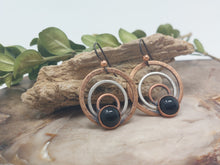 Load image into Gallery viewer, Black Onyx Copper and Sterling Silver Earrings
