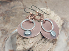 Load image into Gallery viewer, Copper and Sterling Silver Disc Earrings.
