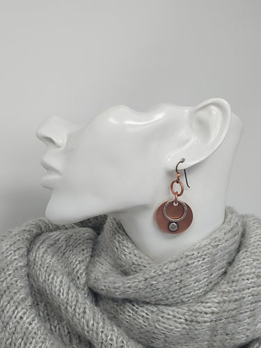 Copper and Sterling Silver Disc Earrings.