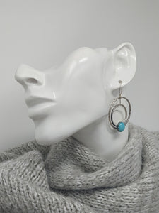 Amazonite Double Loop Earrings - Sterling Silver