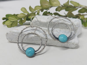Amazonite Double Loop Earrings - Sterling Silver