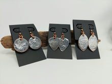 Load image into Gallery viewer, Melted Silver on Copper Dangle Earrings