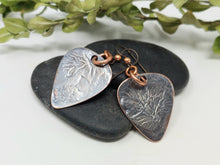 Load image into Gallery viewer, Melted Silver on Copper Dangle Earrings