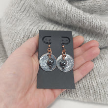 Load image into Gallery viewer, Hematite Metallic Beads and Melted Silver Earrings