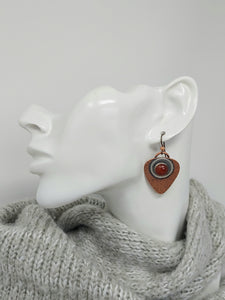 Carnelian Gemstone, Copper and Sterling Silver Dangle Earrings
