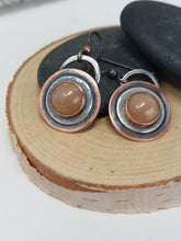 Load image into Gallery viewer, Sunstone Crystal, Copper and Sterling Silver Dangle Earrings