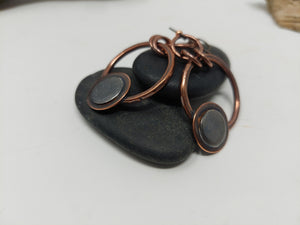 Antiqued Copper and Sterling Silver Dangle Earrings