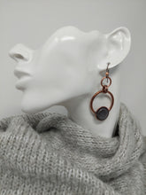 Load image into Gallery viewer, Antiqued Copper and Sterling Silver Dangle Earrings
