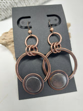 Load image into Gallery viewer, Antiqued Copper and Sterling Silver Dangle Earrings