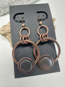 Antiqued Copper and Sterling Silver Dangle Earrings