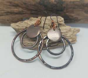 Rustic Antiqued Copper Dangle Earrings