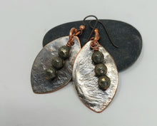 Load image into Gallery viewer, Pyrite Metallic Beads and Melted Silver Earrings