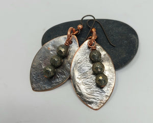 Pyrite Metallic Beads and Melted Silver Earrings