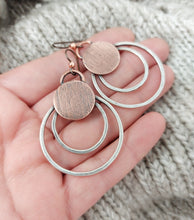 Load image into Gallery viewer, Sterling Silver and Copper Double Loop Dangle Earrings