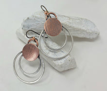 Load image into Gallery viewer, Sterling Silver and Copper Double Loop Dangle Earrings