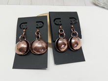 Load image into Gallery viewer, Domed and Hammered Copper Disc Dangle Drop Earrings
