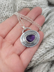 Handmade Artisan Amethyst Crystal and Sterling Silver Necklace