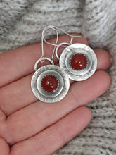 Load image into Gallery viewer, Sterling Silver and Carnelian Drop Earrings with Kidney Earwires